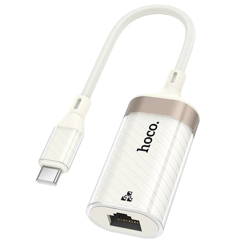 Перехідник Hoco UA41B Crystal Type-C (тато) - RJ45 (мама) (100 mbps) Apricot Hoco - купити в Україні