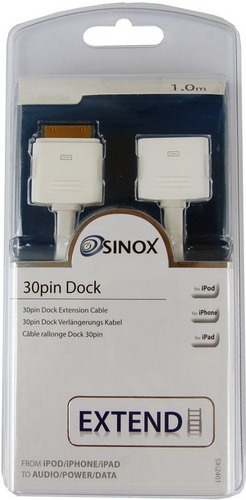 Дата-кабель Sinox SX Plus Apple 30-pin (тато  -  Apple 30-pin (мама), 1.0m (SXI2401)