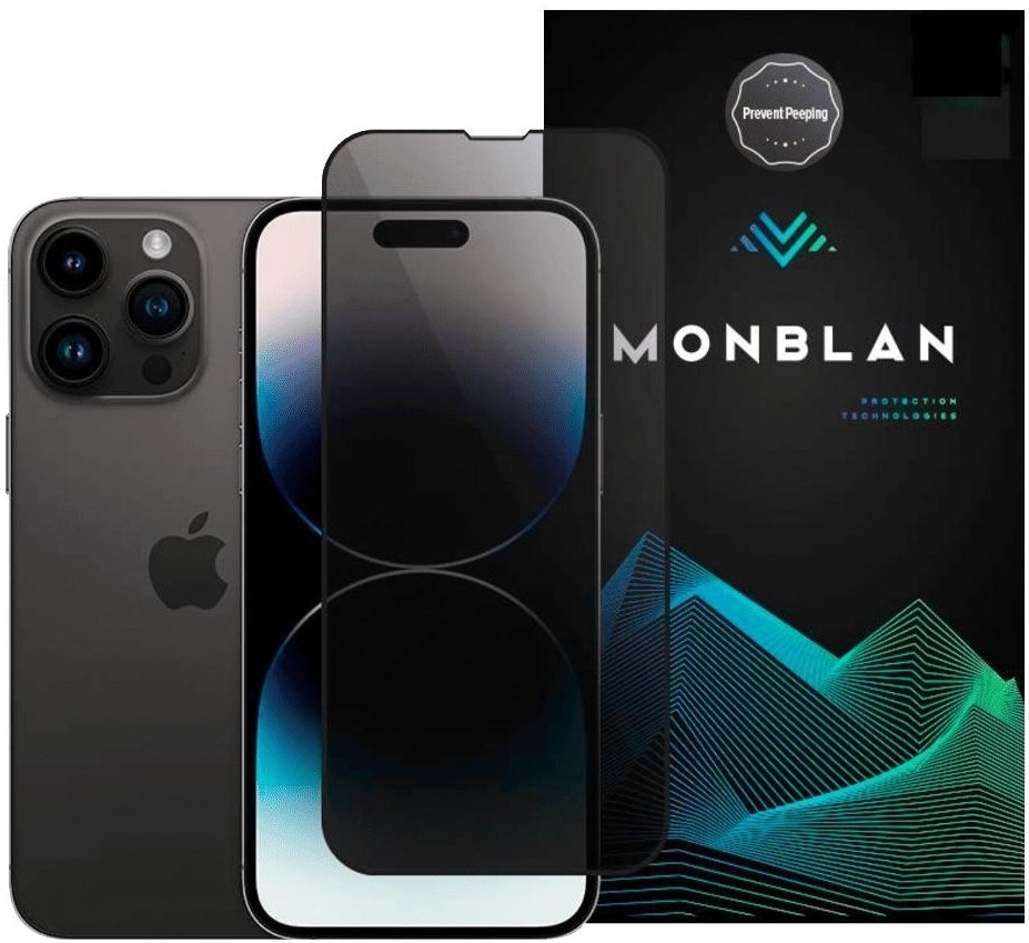 Захисне скло Monblan для iPhone 16 Pro Max 2.5D Anti Peep 0.26mm Dust-Proof Black Monblan - купити в Україні