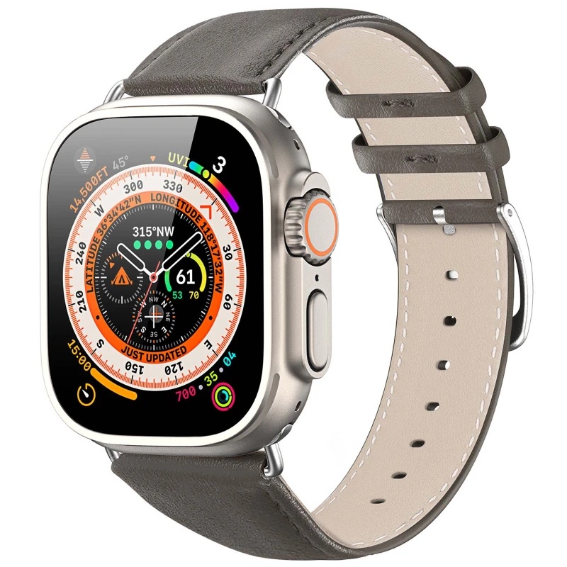 Ремінець для смарт-годинника Dux Ducis Leather Strap Classic для Apple Watch 42 (ser.1-3)/44/45/46/49mm Gray Dux Ducis - купити в Україні