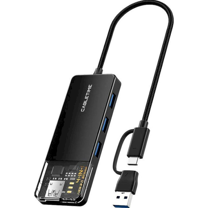 USB-хаб Cabletime USB C/A  -  4 Port USB 3.0, 5GBps, 0.15 m (CB05B) Cabletime - купити в Україні
