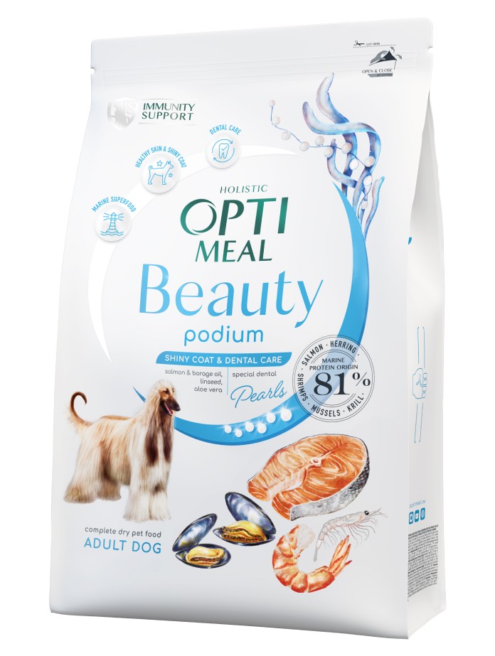 Сухий корм для собак Optimeal Beauty Podium беззерновий на основі морепродуктів 1.5 кг (4820215366830)