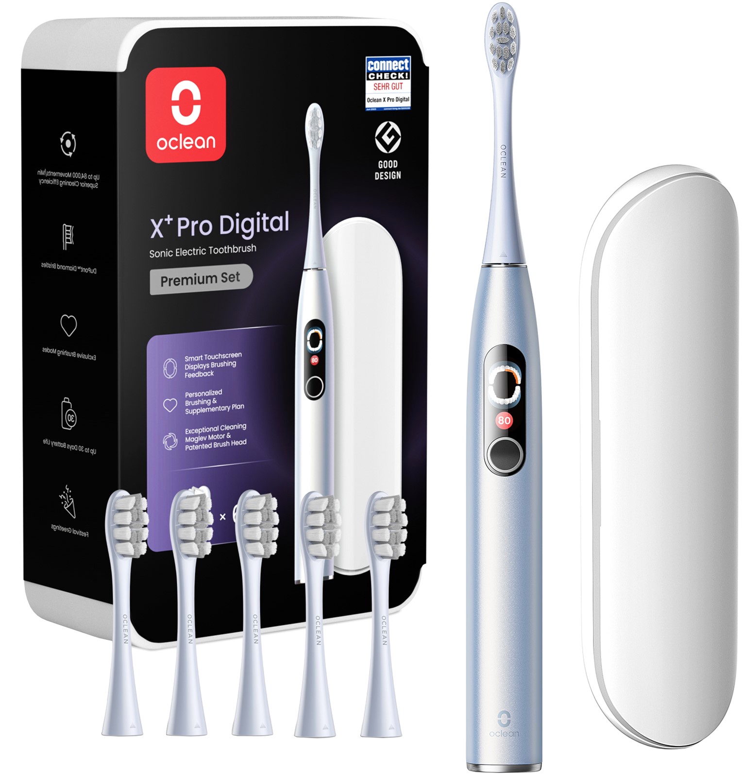 Електрична зубна щітка Oclean X Plus Pro Digital Silver (6970810556179)