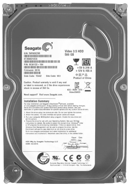 HDD диск Seagate HDD SATA 500GB Seagate 5900RPM 8MB (ST3500312CS) Refurbished