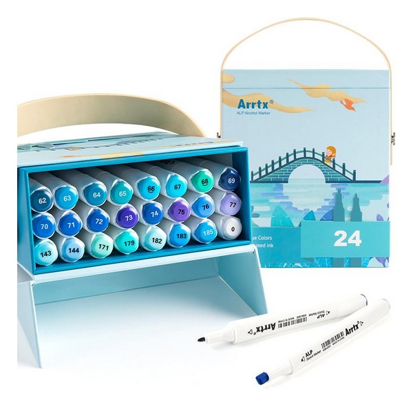 Набір маркерів Arrtx Alp ASM-02BU Blue 24 кольори спиртові