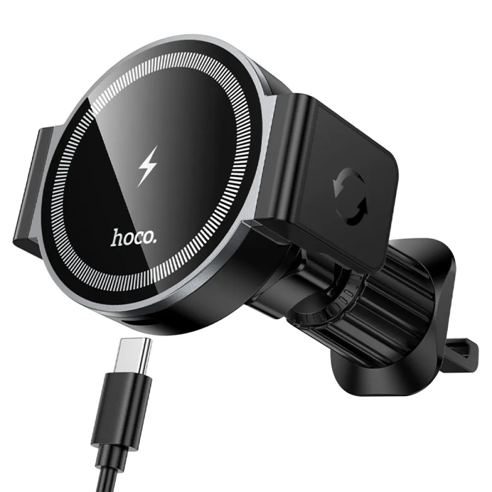 Тримач в авто Hoco HW35 Qi 15W Black