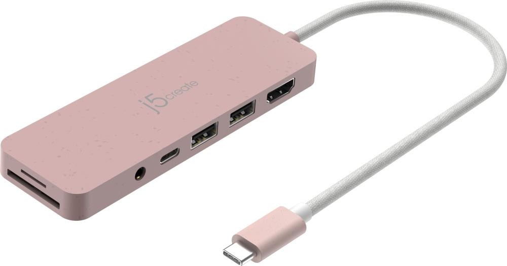 USB-хаб J5create JCD373ER-N, USB Type-C 6-в-1 Red