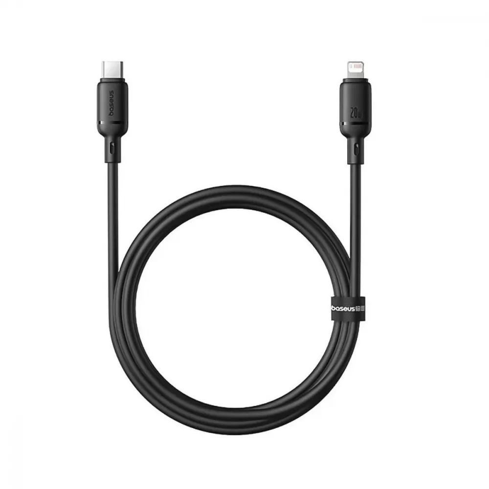 Дата-кабель Baseus Silky Series Fast Charging Type-C (тато) to Lightning (тато) 20W (2m) Black