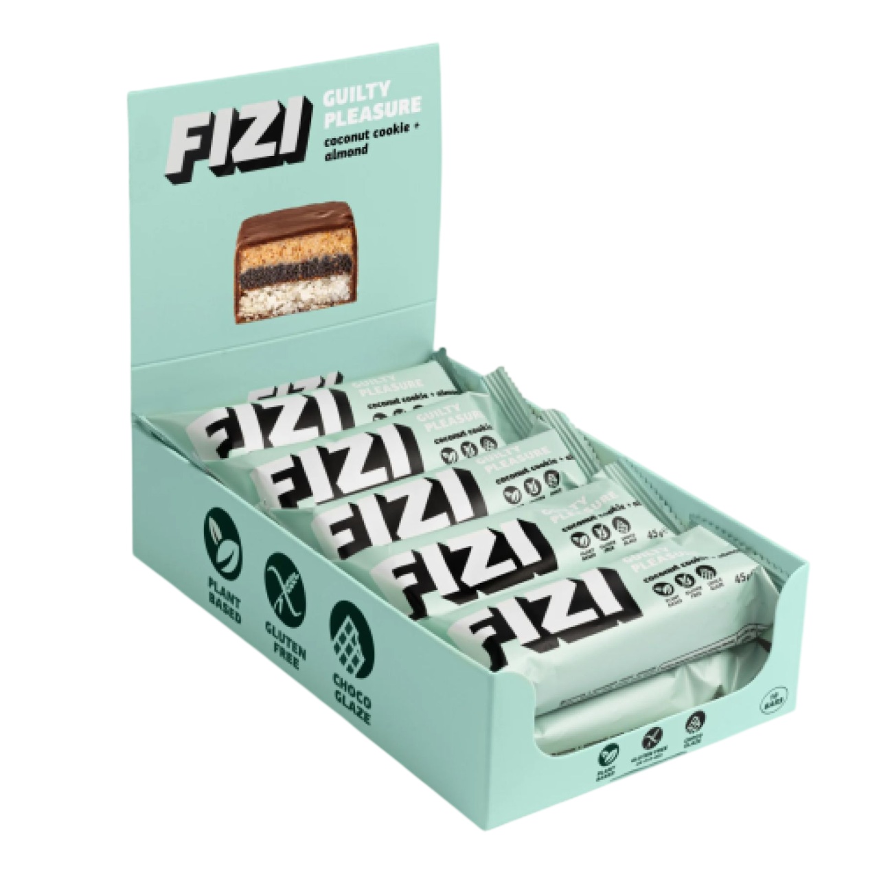 Протеїновий батончик FIZI Chocolate Bar - 10х45g Coconut Cookie-Almond FIZI - купити в Україні