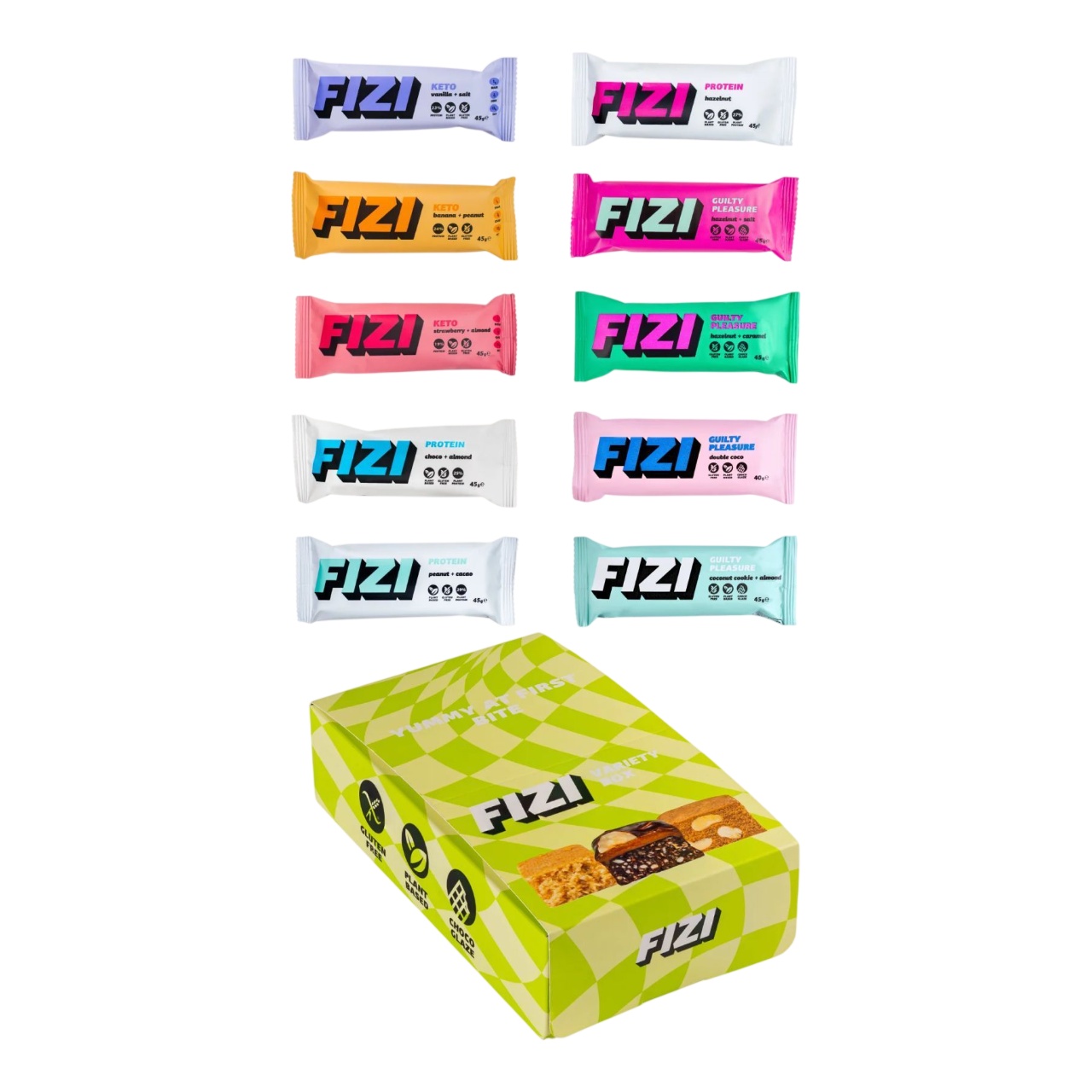 Протеїновий батончик FIZI Variety Box - 10x45g
