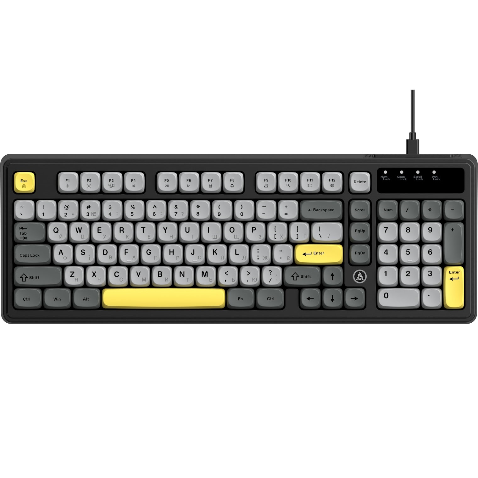 Клавіатура Ajazz AF98 Wired RGB Black Gray Yellow (AF98-BGY) ENG/UKR Ajazz - купити в Україні