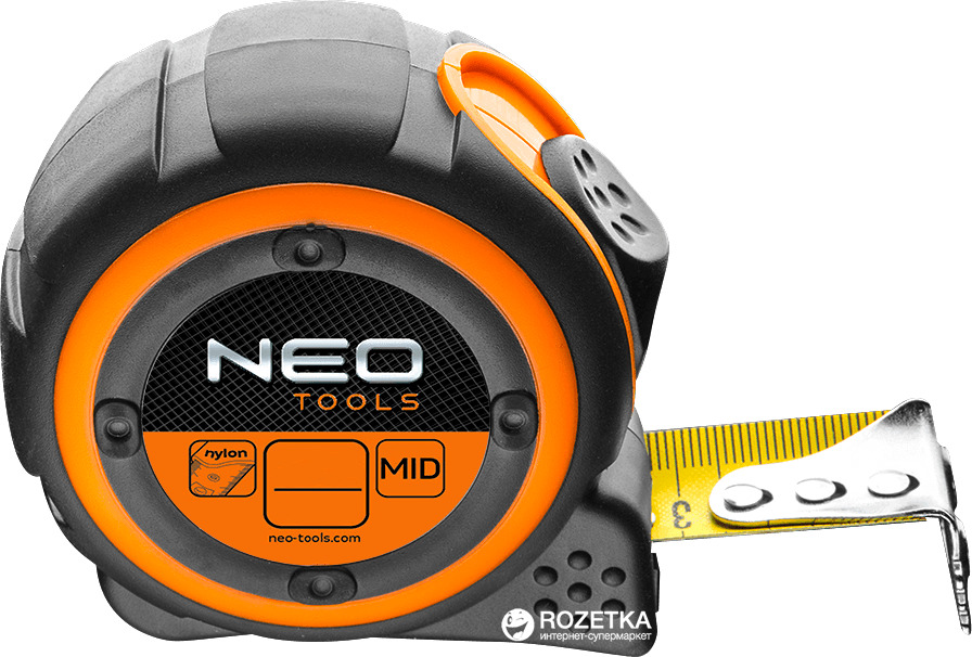 Рулетка Neo Tools 67-185 5 м х 25 мм сталева з нейлоновим покриттям