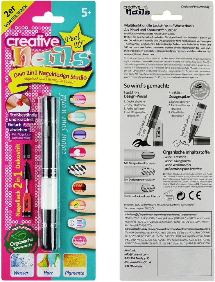 Набір лаків Malinos Creative Nails MA-303000 Black White (чорний + білий)