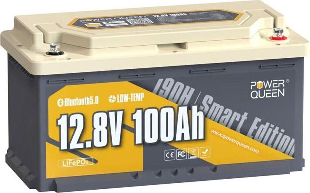 Акумулятор для ДБЖ Power Queen P12V100-100-RV190-BT-4-AC150 LiFePO4, 12.8 В, 100 А*год, 1280 Вт*год