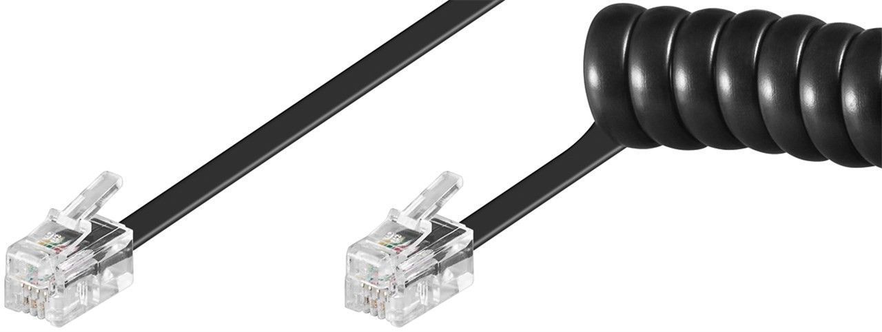 Кабель для телефону Goobay RJ10 M/M 2.0m 4P4C спіраль для трубки, 75.05.0270