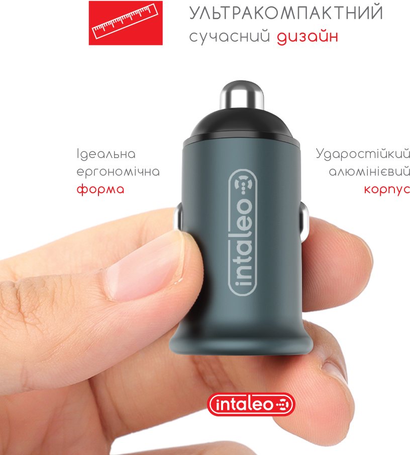 Автомобільний зарядний пристрій для телефона Intaleo CCGQPD120L Gray (1283126509964)
