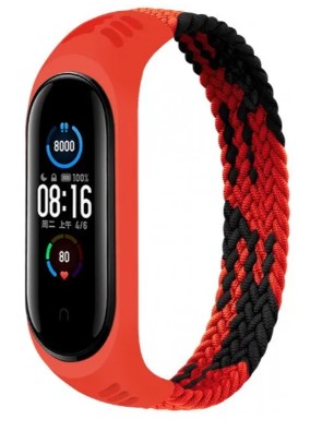 Ремінець для фітнес-браслету BeCover Elastic Nylon Style для Xiaomi Mi Smart Band 5/6 (Size S) Black Red