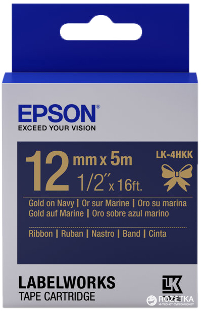 Етикет-стрічка Epson LabelWorks LK4HKK Navy Gold 12 мм/5 м