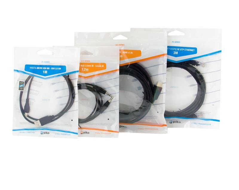 Аудіо-кабель Piko mini-jack 3.5(тато)mini-jack 3.5(мама), 3m