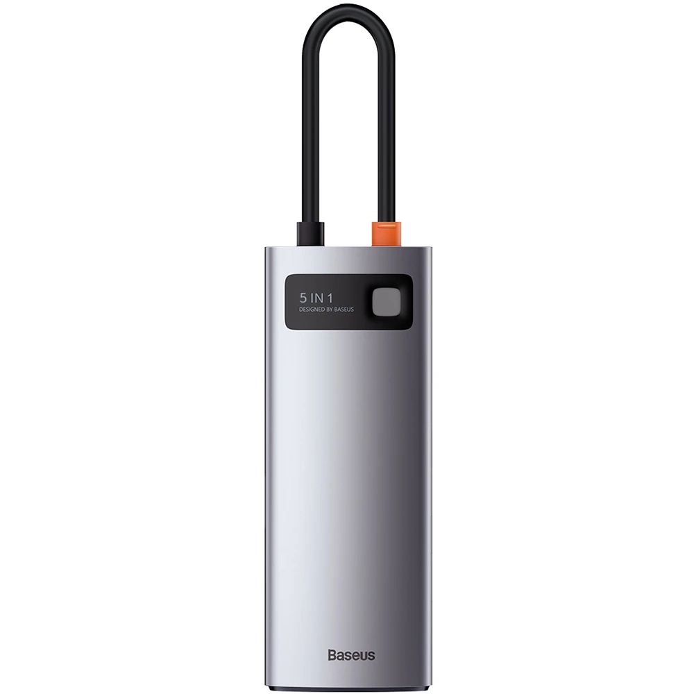 USB-хаб Baseus Metal Gleam Series 5-in-1 Multifunctional Type-C HUB Docking Station CAHUB-CX0G Gray Baseus - купити в Україні