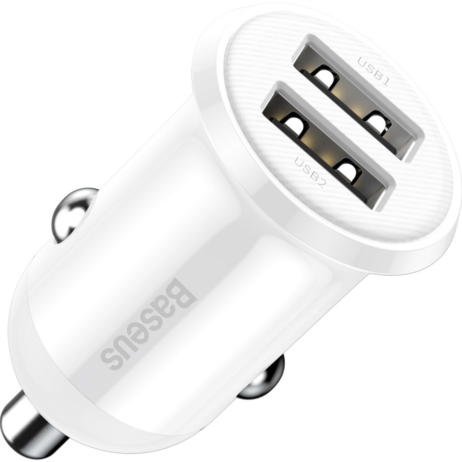 Автомобільний адаптер для телефона Baseus Grain Pro Car Charger Dual USB 4.8A White (CCALLP-02) Baseus - купити в Україні