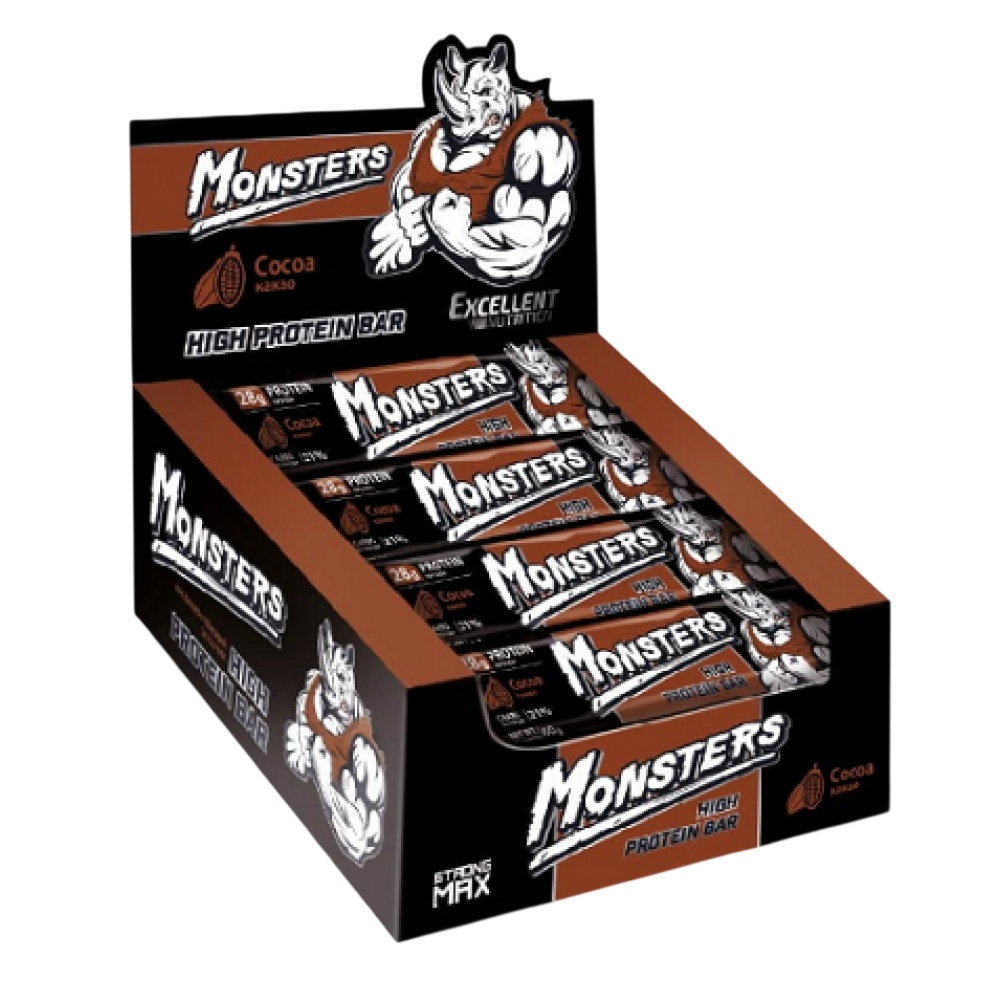 Протеїнові батончики Monster Strong Max - 80g x 20шт Cocoa (100-76-8914391-20)