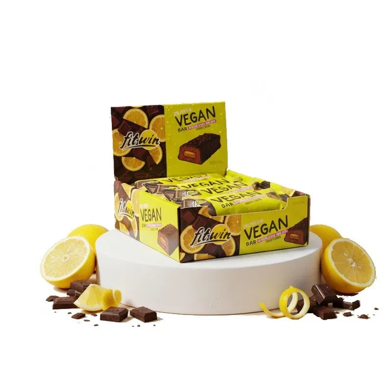 Протеїновий батончик FitWin Vegan Bar - 12x50g Chocolate &amp; Lemon (2023-10-7336) FitWin - купити в Україні