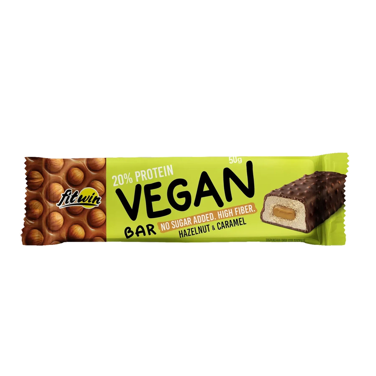 Протеїновий батончик FitWin Vegan Bar - 12x50g Hazelnut &amp; Caramel (2023-10-7338) FitWin - купити в Україні