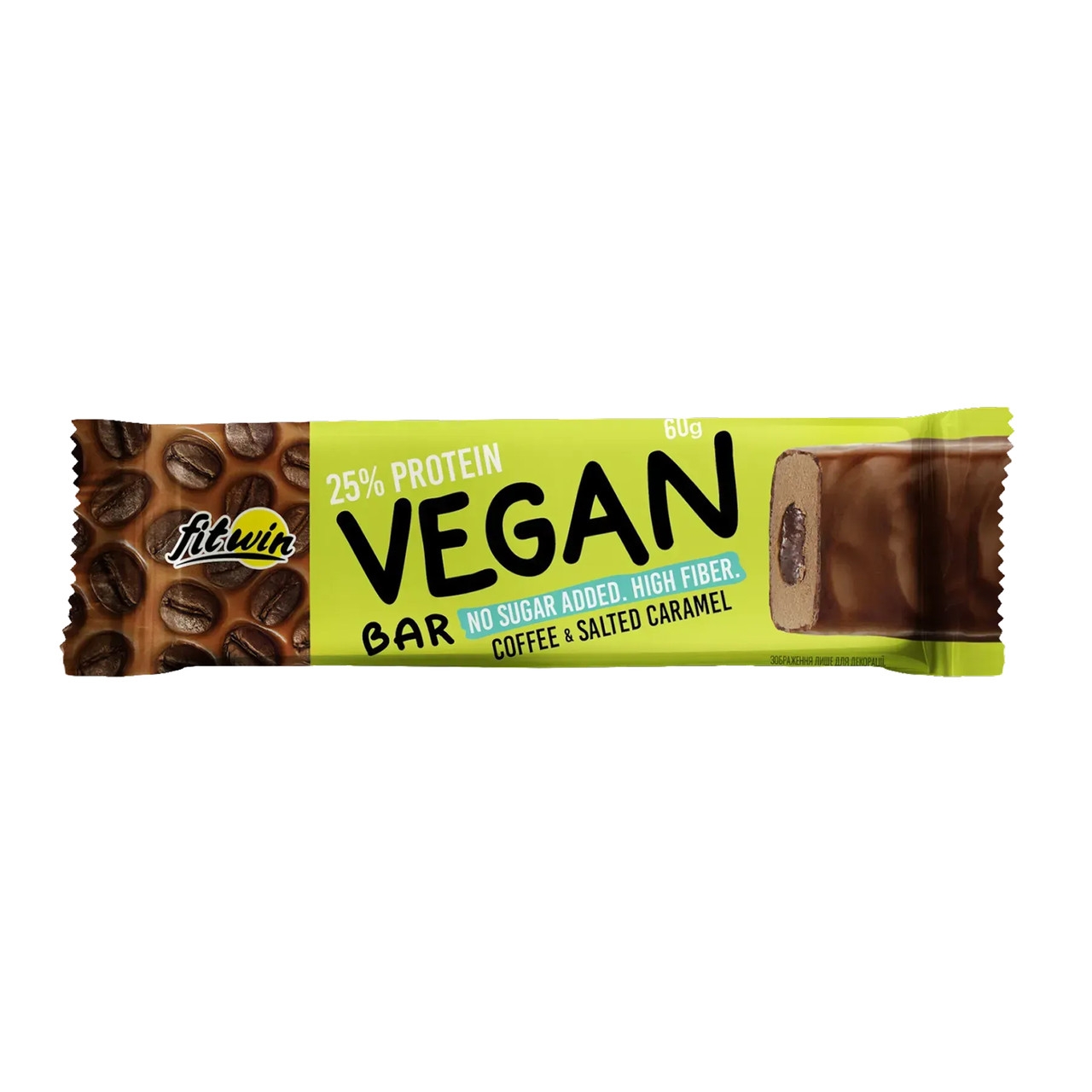 Протеїновий батончик FitWin Vegan Bar - 12x60g Coffee &amp; Salted Caramel (2023-10-7335) FitWin - купити в Україні