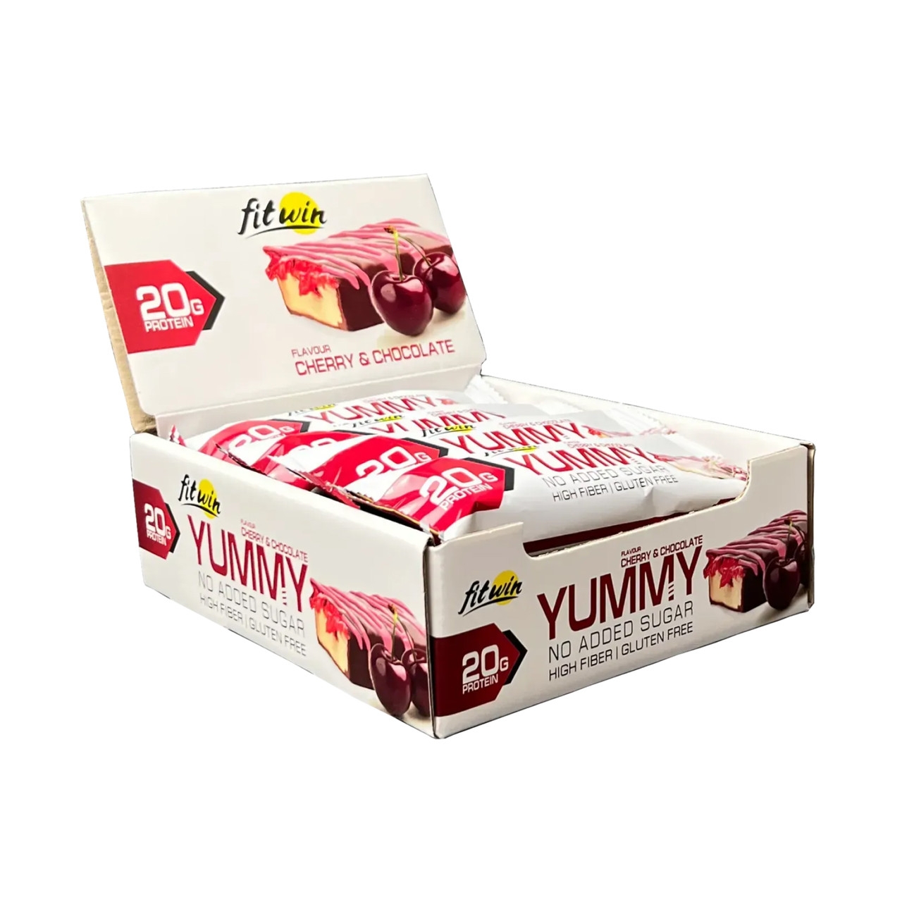 Протеїновий батончик FitWin Yummy - 12x55g Cherry and Chocolate (2023-10-6574) FitWin - купити в Україні