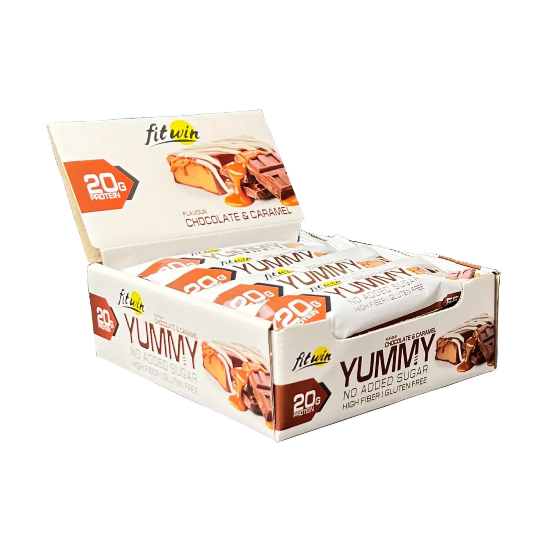 Протеїновий батончик FitWin Yummy - 12x55g Chocolate and Caramel (2023-10-6572) FitWin - купити в Україні