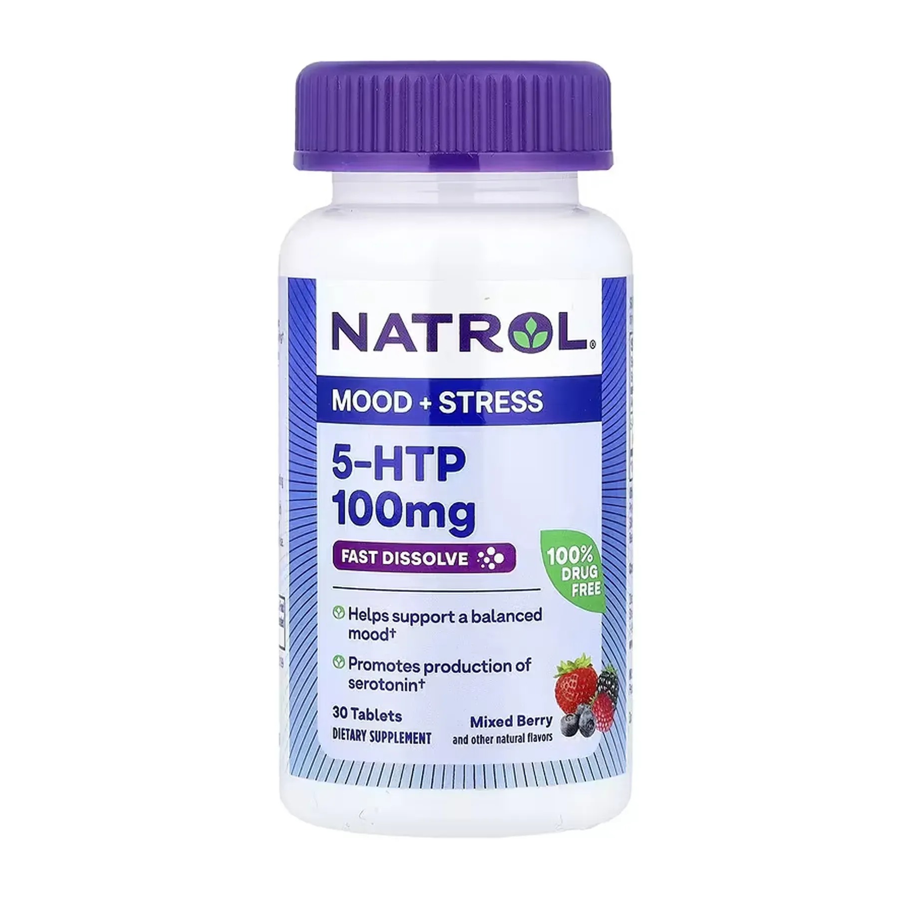 Natrol 5-HTP 100mg Fast Dissolve - 30 tabs (2023-10-6243) Natrol - купити в Україні