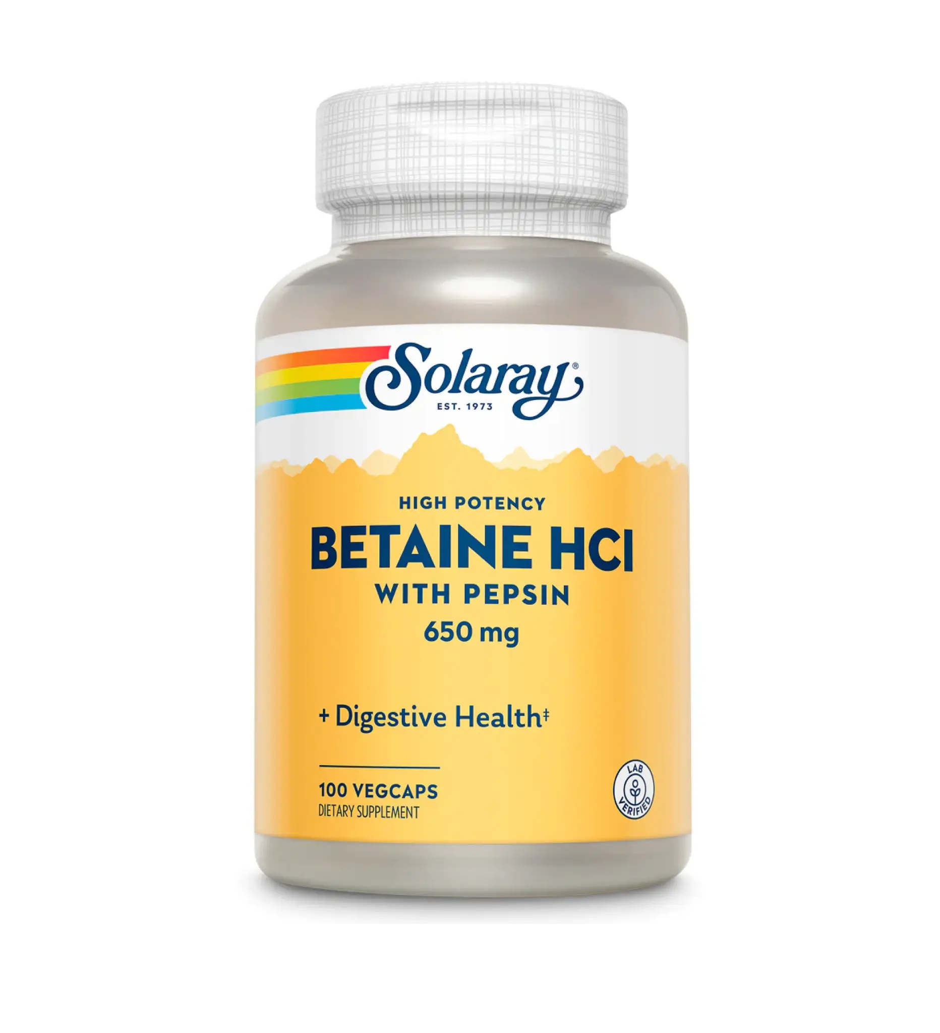 Solaray High Potency Betain HCl with Pepsin 650mg - 100 vcaps (2022-10-1029) Solaray - купити в Україні