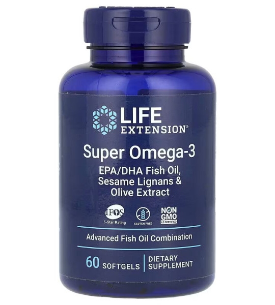 Рибячий жир Life Extension Super Omega-3 EPA/DHA Fish Oil Sesame Lignans &amp; Olive Extract - 60 softgels (2022-10-1939) Life Extension - купити в Україні