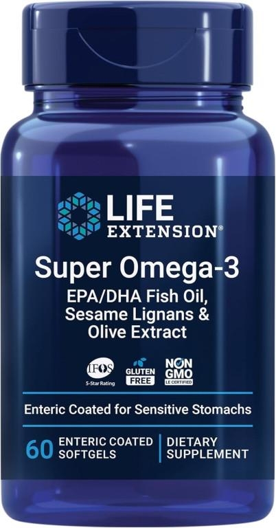 Рибячий жир Life Extension Super Omega-3 EPA/DHA Fish Oil Sesame Lignans &amp; Olive Extract Enteric Coated - 60 softgels (2022-10-1941) Life Extension - купити в Україні