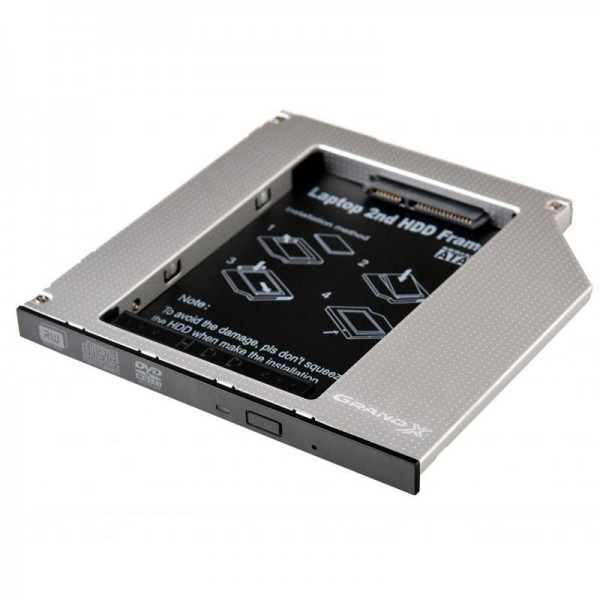 Кишеня-адаптер для диска Grand-X HDC-24N для підключення HDD 2.5 в відділ приводу ноутбука SATA/SATA3 Slim 9.5мм (Уцінений) Grand-X - купити в Україні