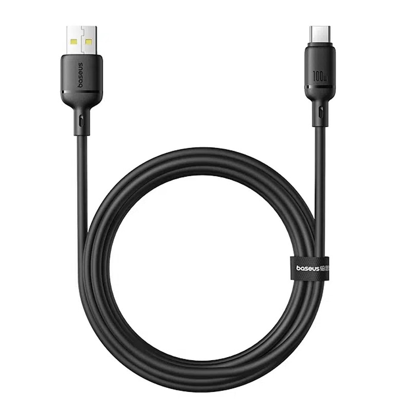 Дата-кабель Baseus Silky Series OS Fast Charging USB Type-A (тато)  -  USB Type-C (тато), 2m Cluster Black 100W (P10377703)
