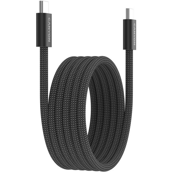 Дата-кабель Canyon OnWire 60MG USB Type-C (тато)  -  USB Type-C (тато), 1m Black 60W (CND-CCMG60AB15B)