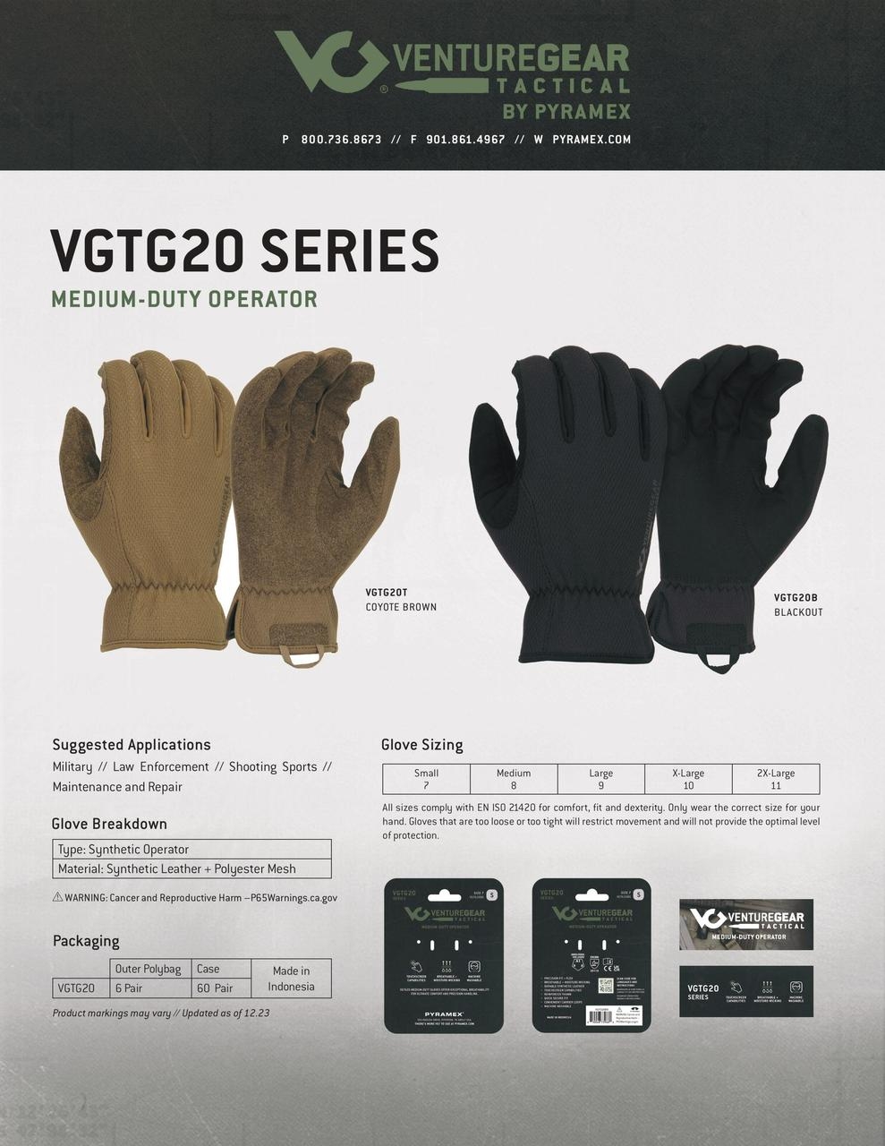 Рукавички тактичні Venture Gear Tactical VGTG20 Medium-Duty Operator Sand M (VGTG20TM)