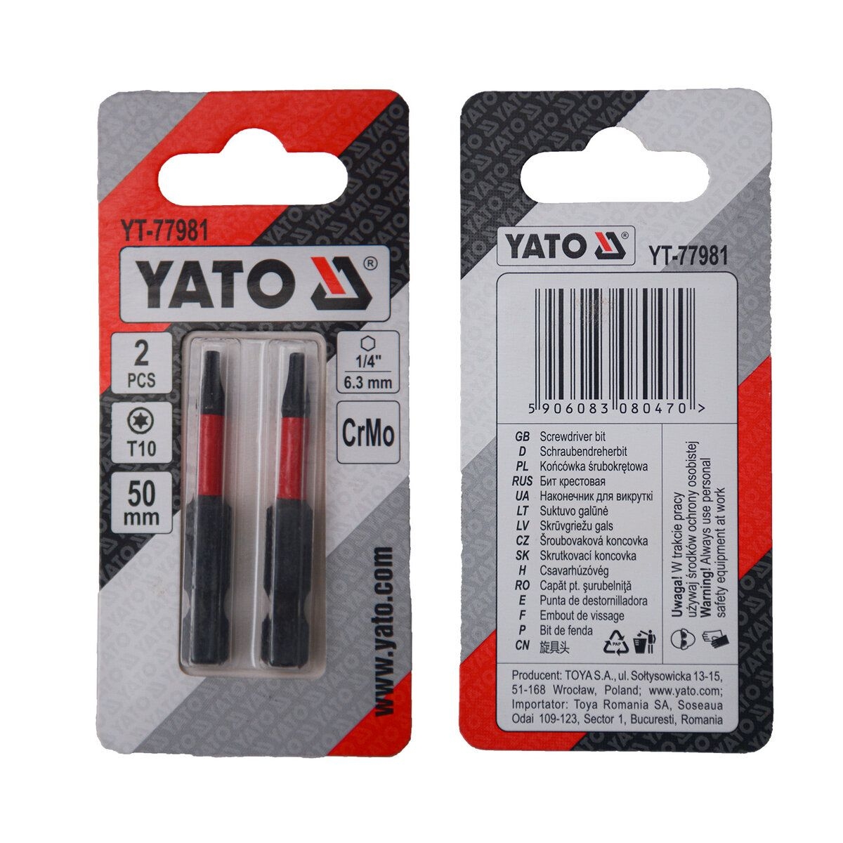 Набір біт YATO TORX T10 х 50 мм (YT-77981) 2 шт YATO - купити в Україні