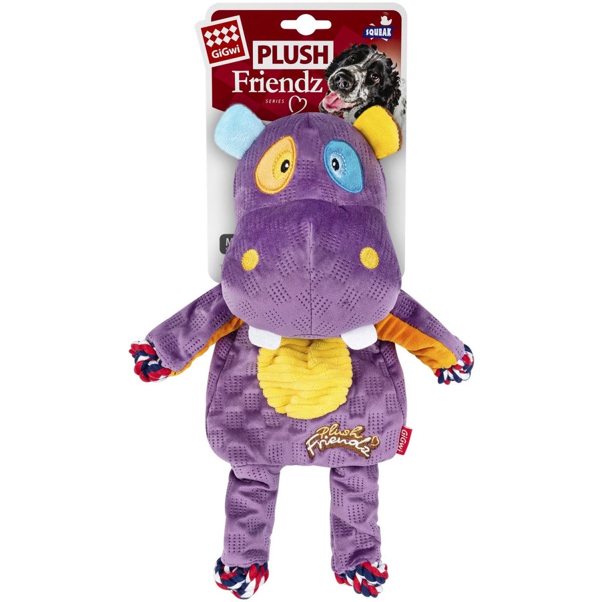 Іграшка для собак GiGwi Plush Бегемот з мотузками та пищалкою 34 см (2255) GiGwi - купити в Україні