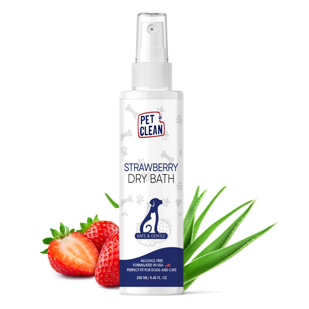 Сухий шампунь Pet Clean DRY BATH-STRAWBERRY для домашніх тварин з ароматом полуниці 250мл (PC152)