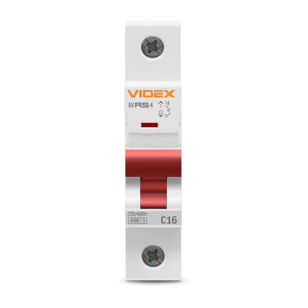 Автоматичний вимикач Videx RS4 Resist 1п 16А 4.5кА тип С White (VF-RS4-AV1C16) Videx - купити в Україні