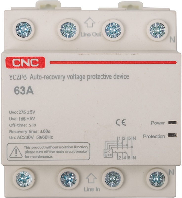 Запобіжник CNC YCZF6 3P + N 63A White