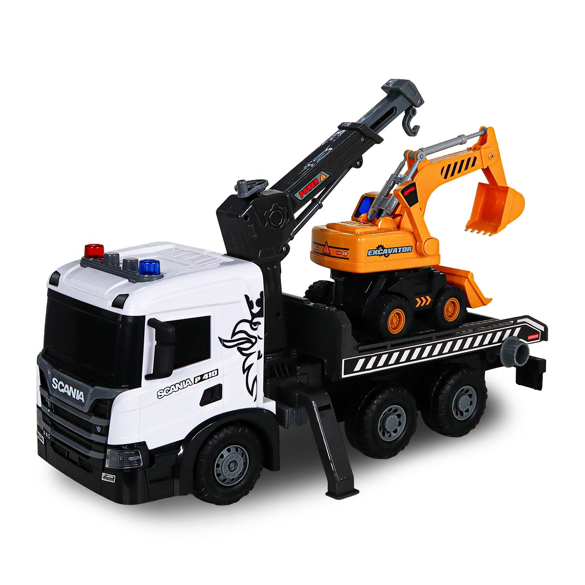 Ігровий набір TechnoDrive АВТОКРАН SCANIA З ЕКСКАВАТОРОМ (світло, звук) (5004KS)