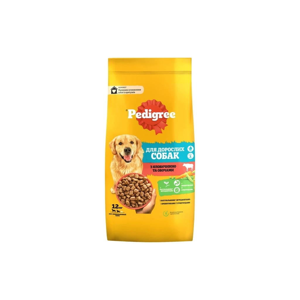 Сухий корм для собак Pedigree з яловичиною та овочами 12 кг (5998749145043) Pedigree - купити в Україні