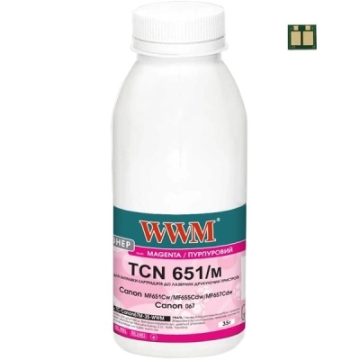 Принтерний тонер WWM Canon MF651/655/657, LBP631/633 35 г + chip Magenta (TC-Can067M-35-WWM)
