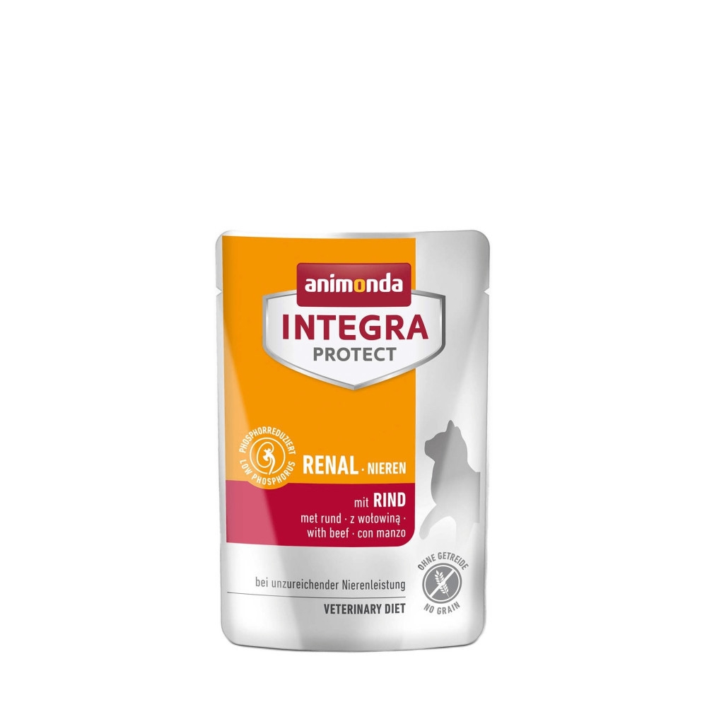 Корм ветеринарний вологий Animonda Integra Protect Renal pouches with beef для котів при хворобах нирок з телятиною пауч 85г