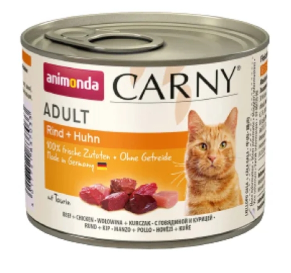 Корм вологий Animonda Carny Adult Beef Chicken для дорослих котів з яловичиною та куркою 200 г