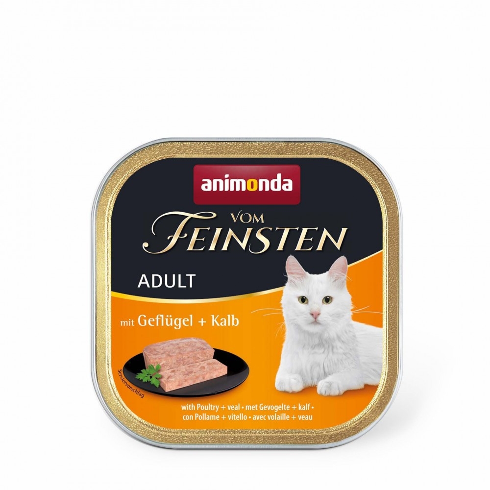 Корм вологий Animonda Vom Feinsten Adult with Poultry Veal для котів з птицею і телятиною 100 г